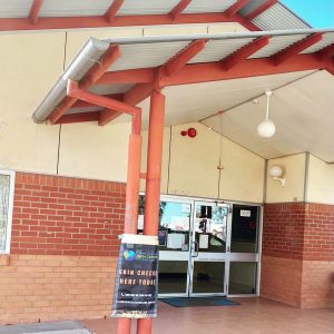 Flying Skin Cancer Doctor banner outside the Walgett Hospital