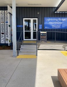 Flying Skin Cancer Doctor banner outside the Lightning Ridge Hospital